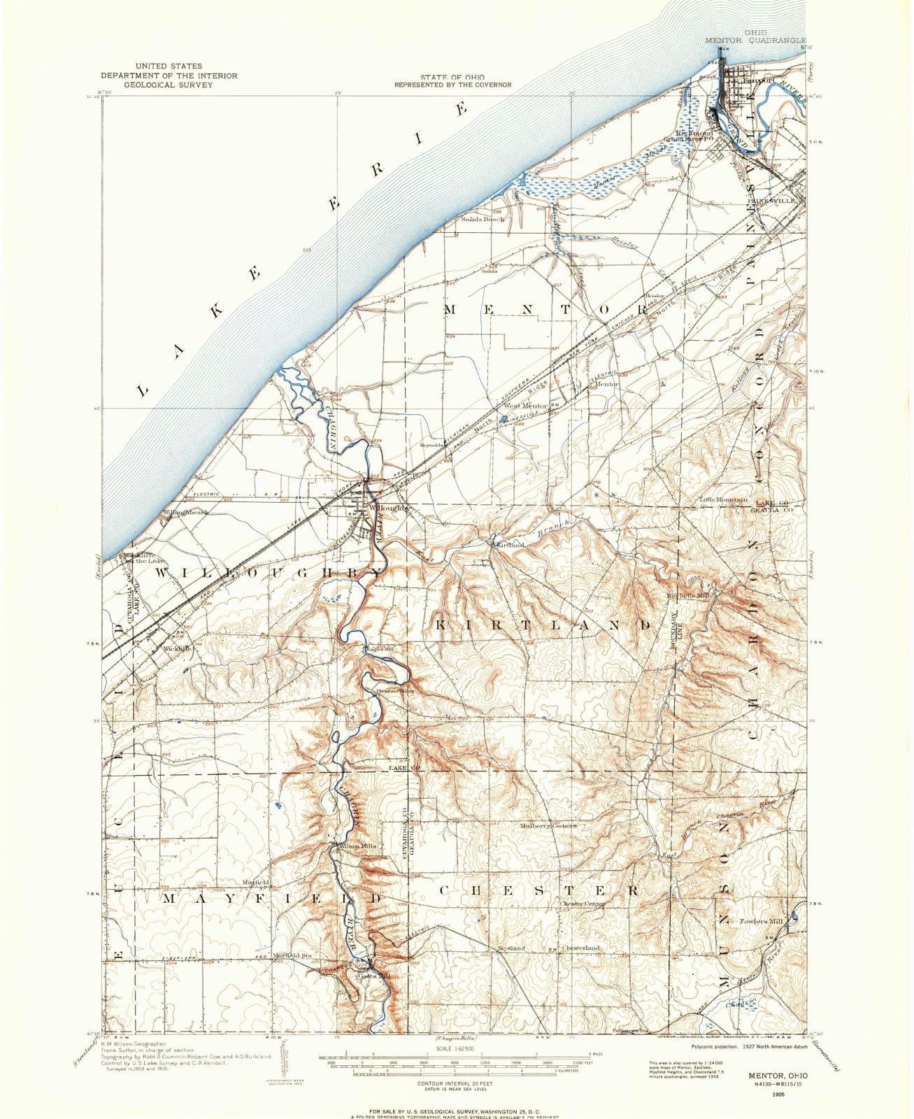 Topographic sheet of Timberlake, surveyed 1905