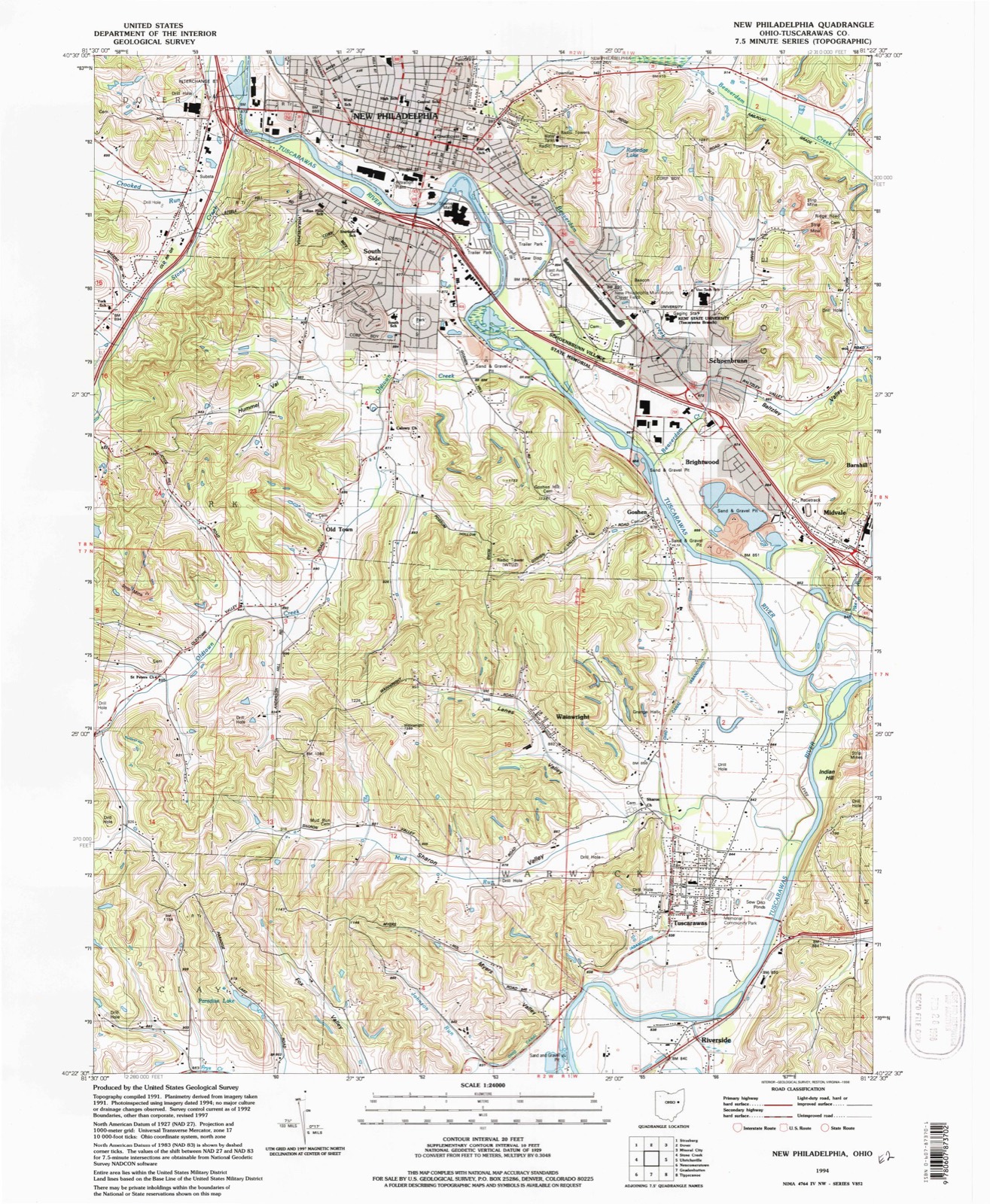 Topographic sheet of Old Town, surveyed 1994