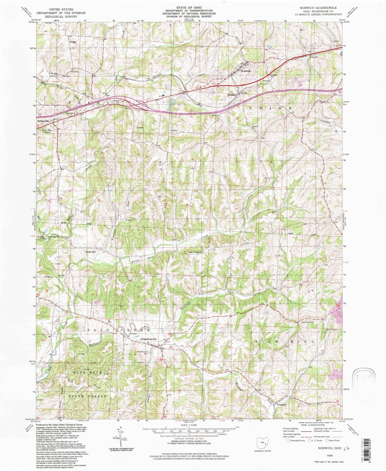 Topographic sheet of Smith Mill, surveyed 1994