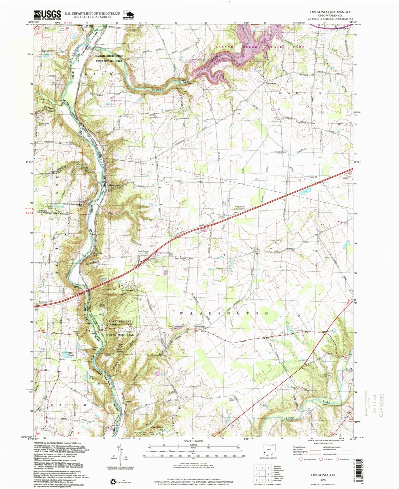Topographic sheet of Senior, surveyed 1996