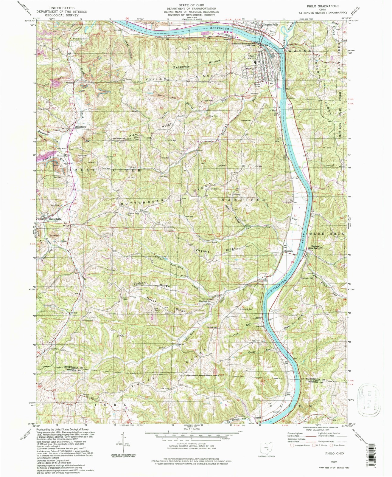 Topographic sheet of Stovertown, surveyed 1994