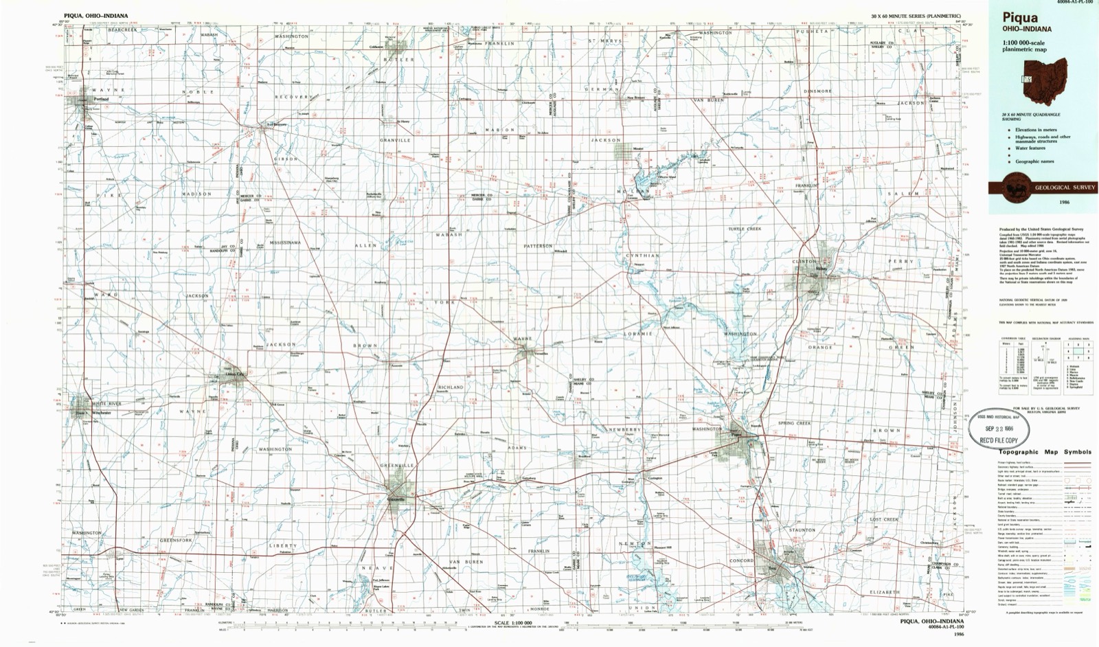 Topographic sheet of Bloomer, surveyed 1986