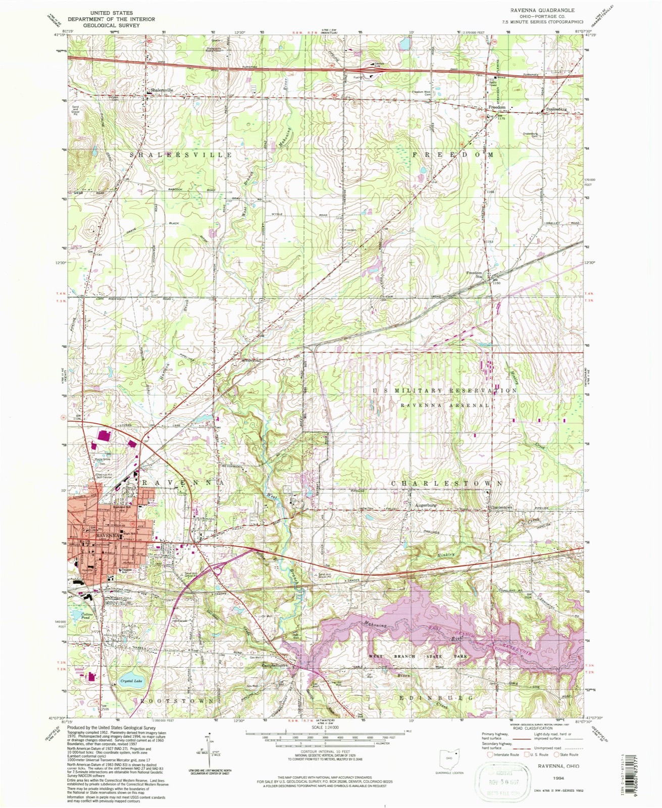 Topographic sheet of Freedom, surveyed 1994