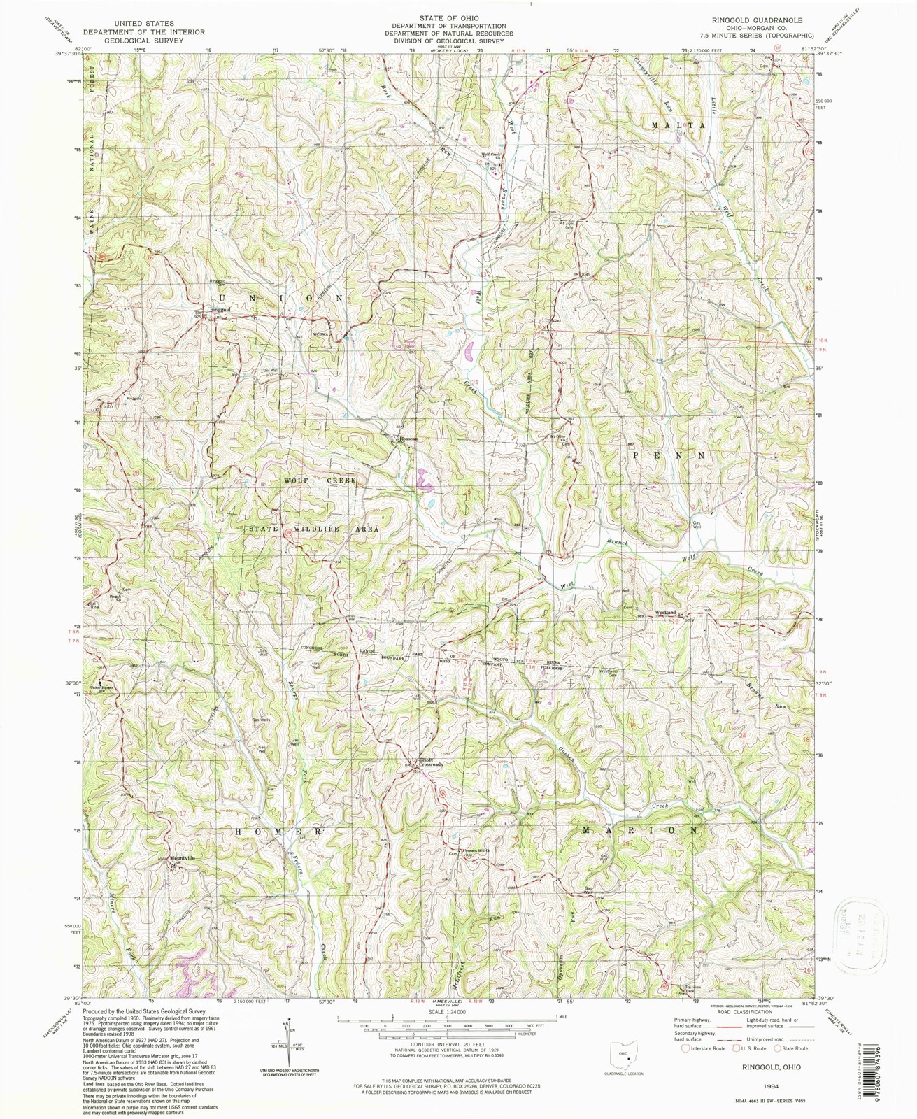 Topographic sheet of Westland, surveyed 1994