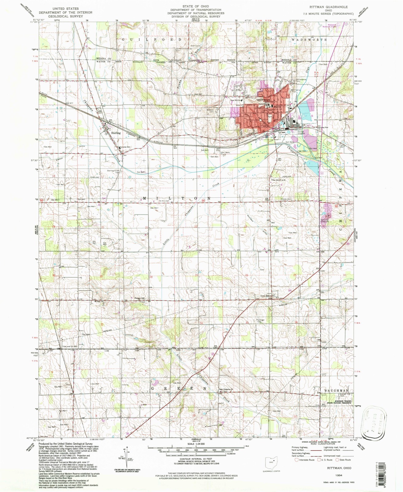 Topographic sheet of Sterling, surveyed 1994
