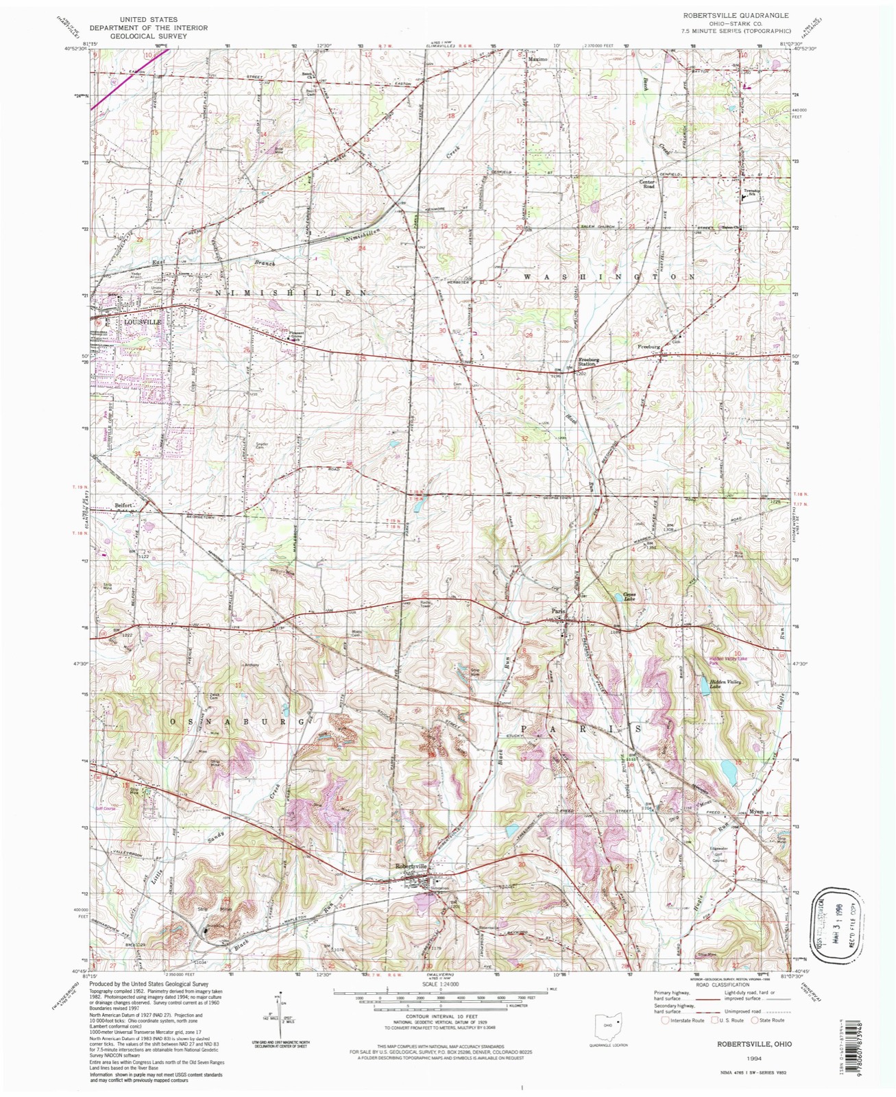 Topographic sheet of Pleasant Valley (historical), surveyed 1994