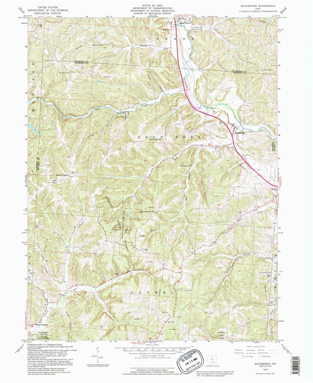 Topographic sheet of Pine Grove (historical), surveyed 1992