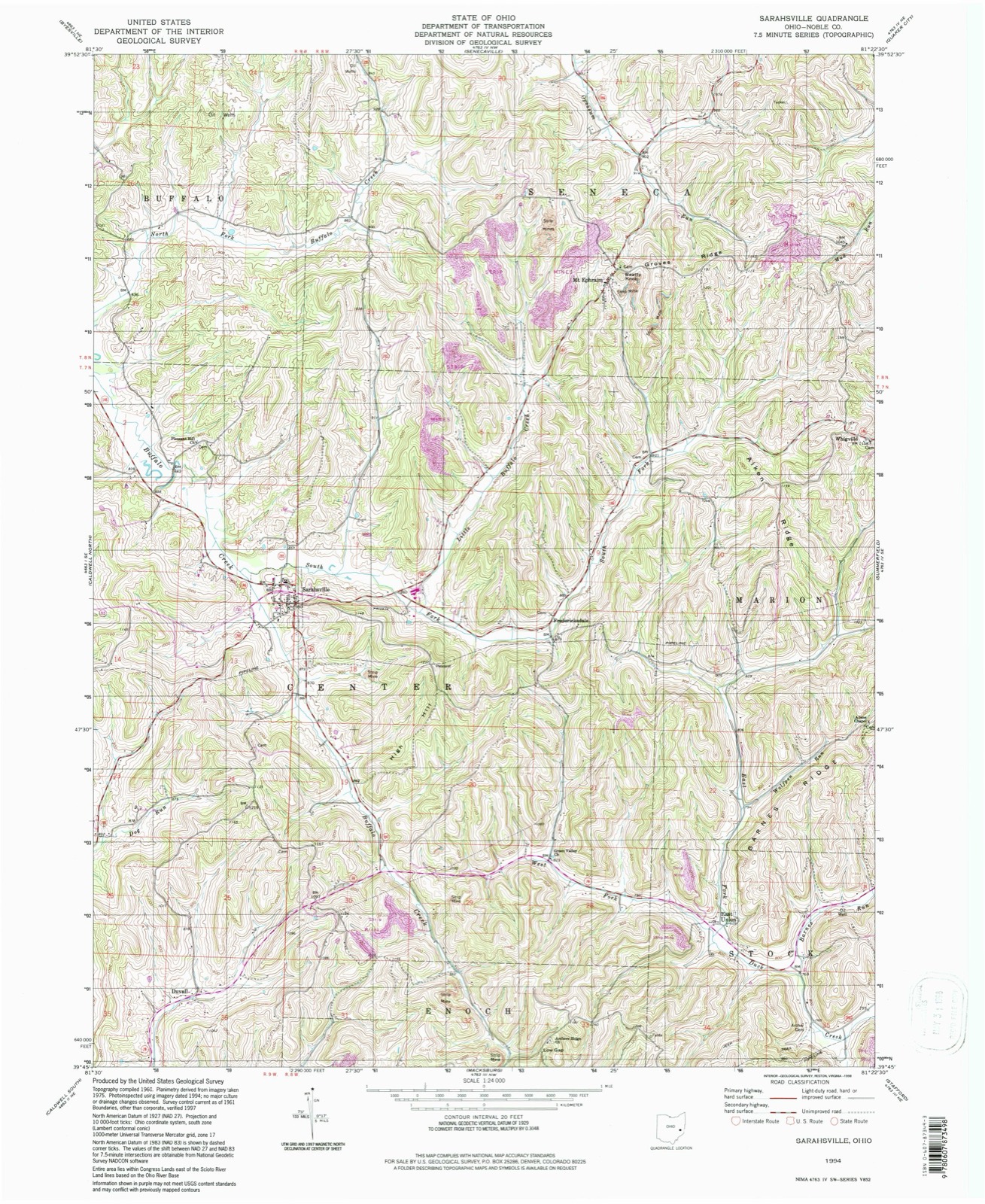 Topographic sheet of Mount Ephraim, surveyed 1994