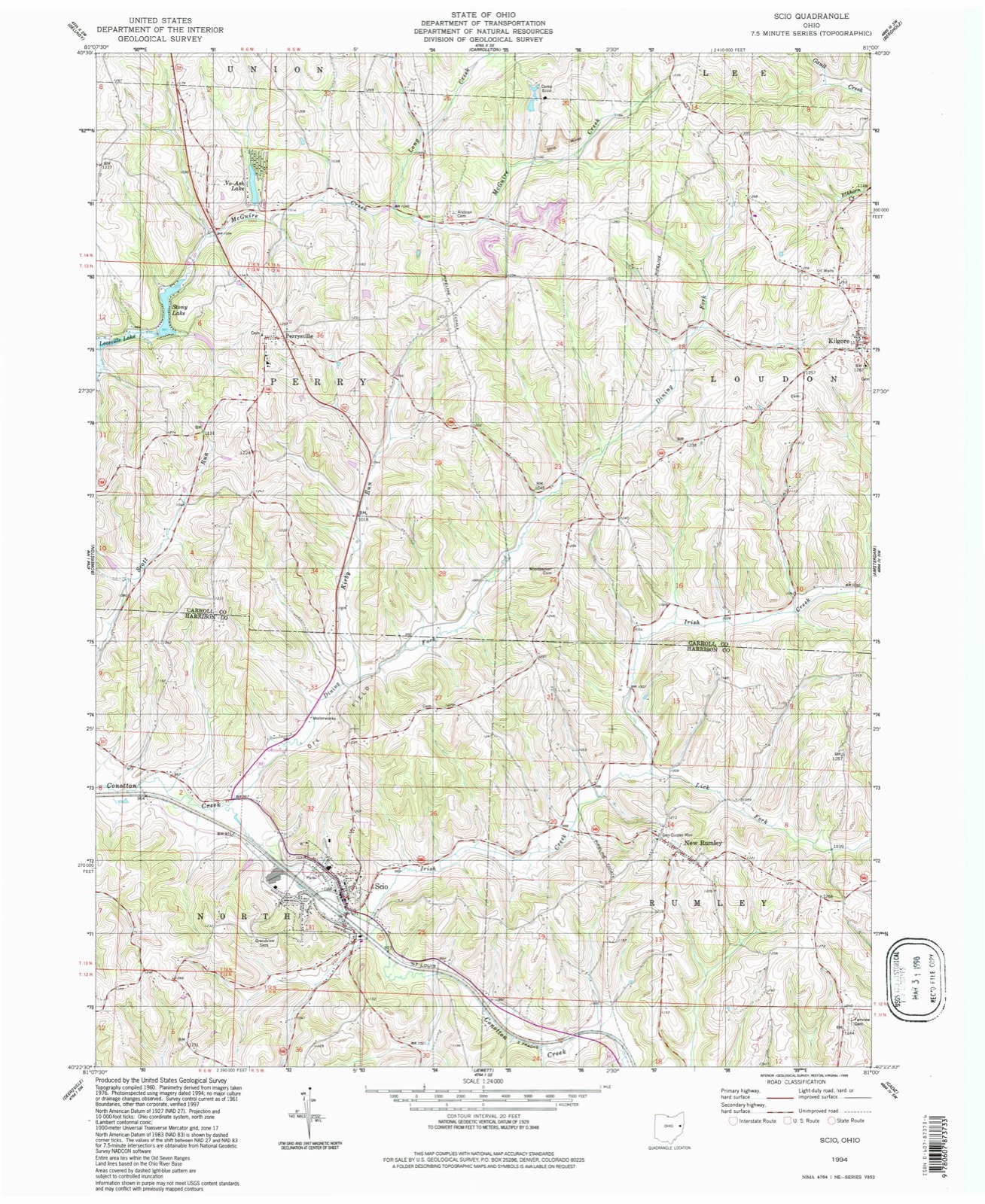Topographic sheet of New Rumley, surveyed 1994