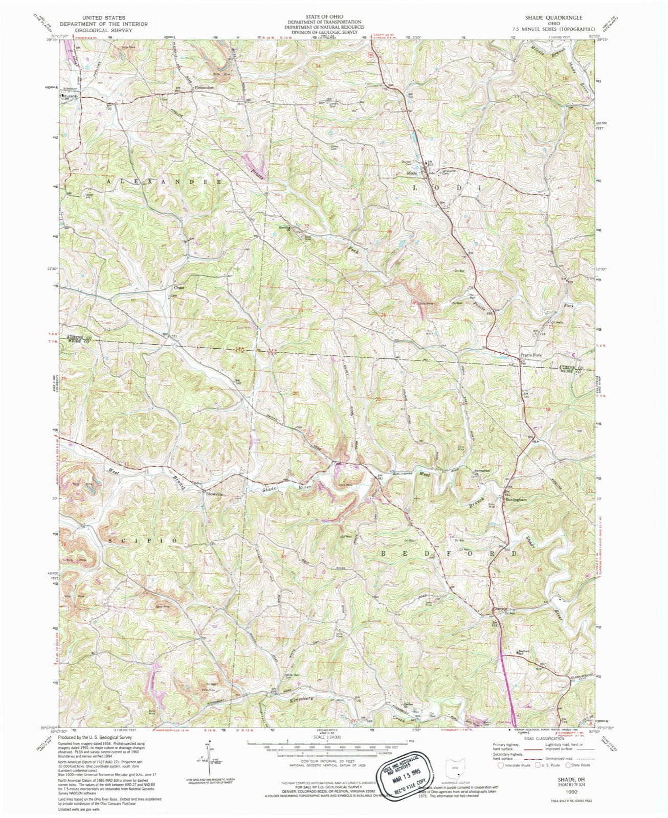 Topographic sheet of Burlingham, surveyed 1992