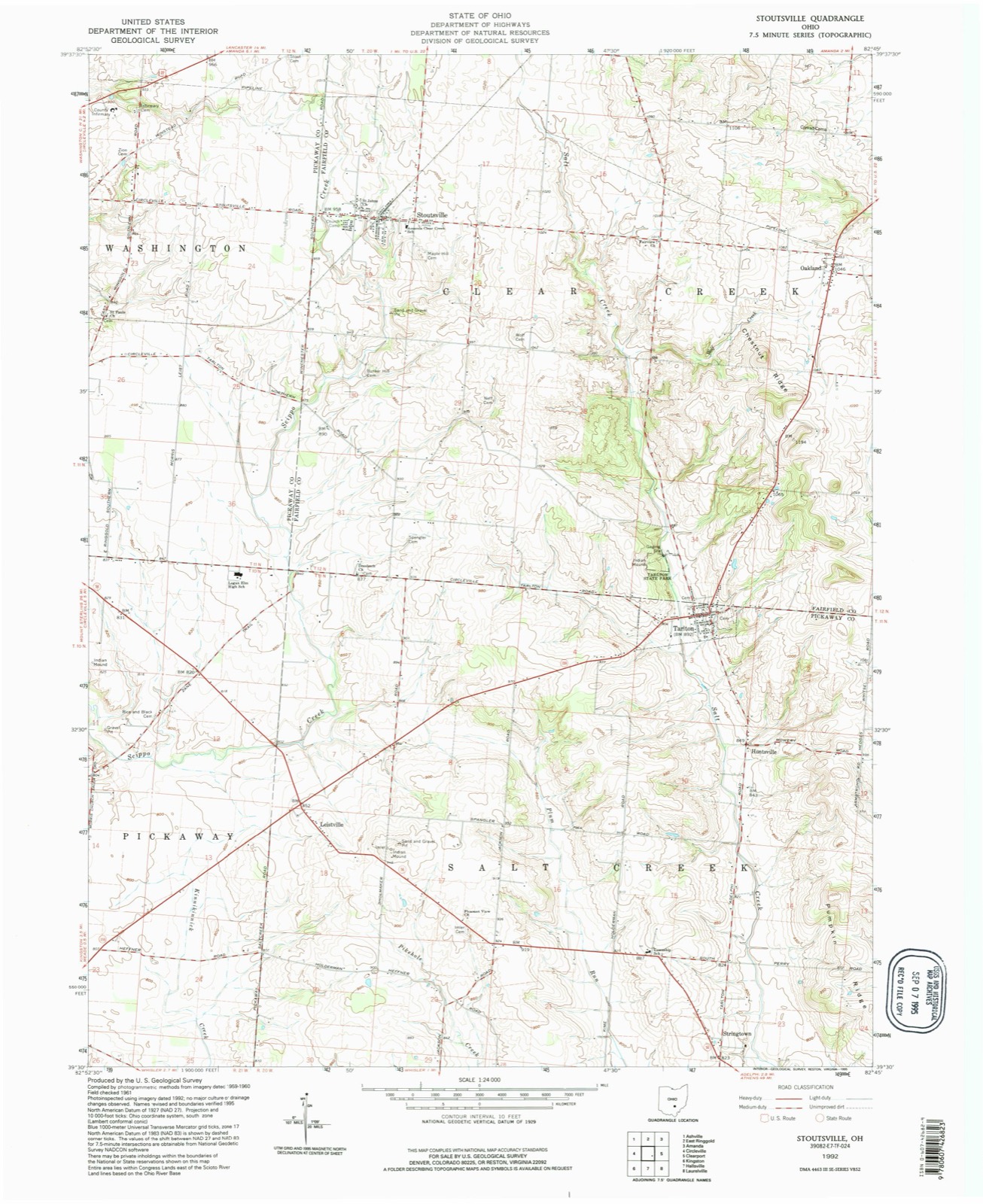 Topographic sheet of Stringtown, surveyed 1992