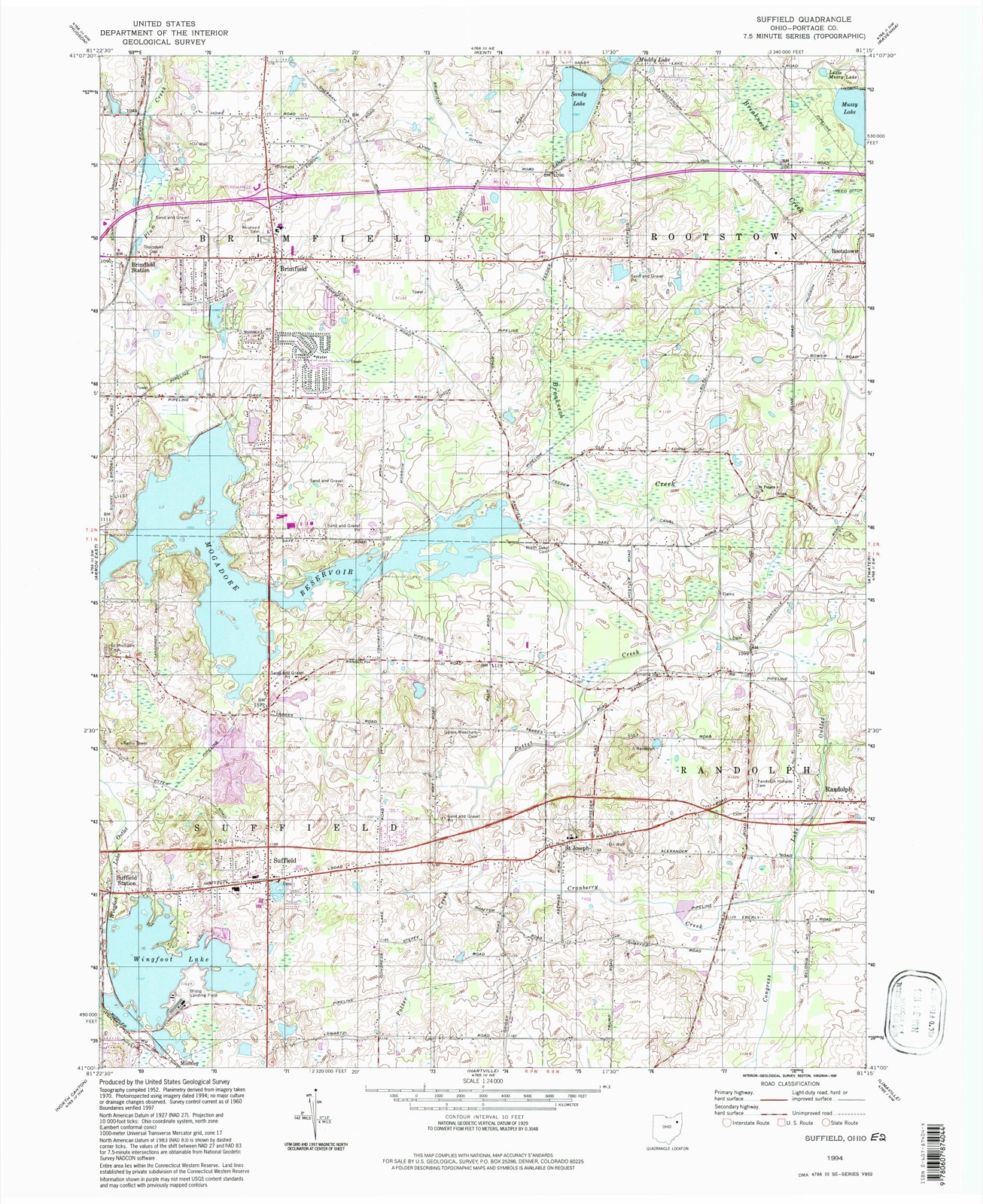 Topographic sheet of Brimfield, surveyed 1994