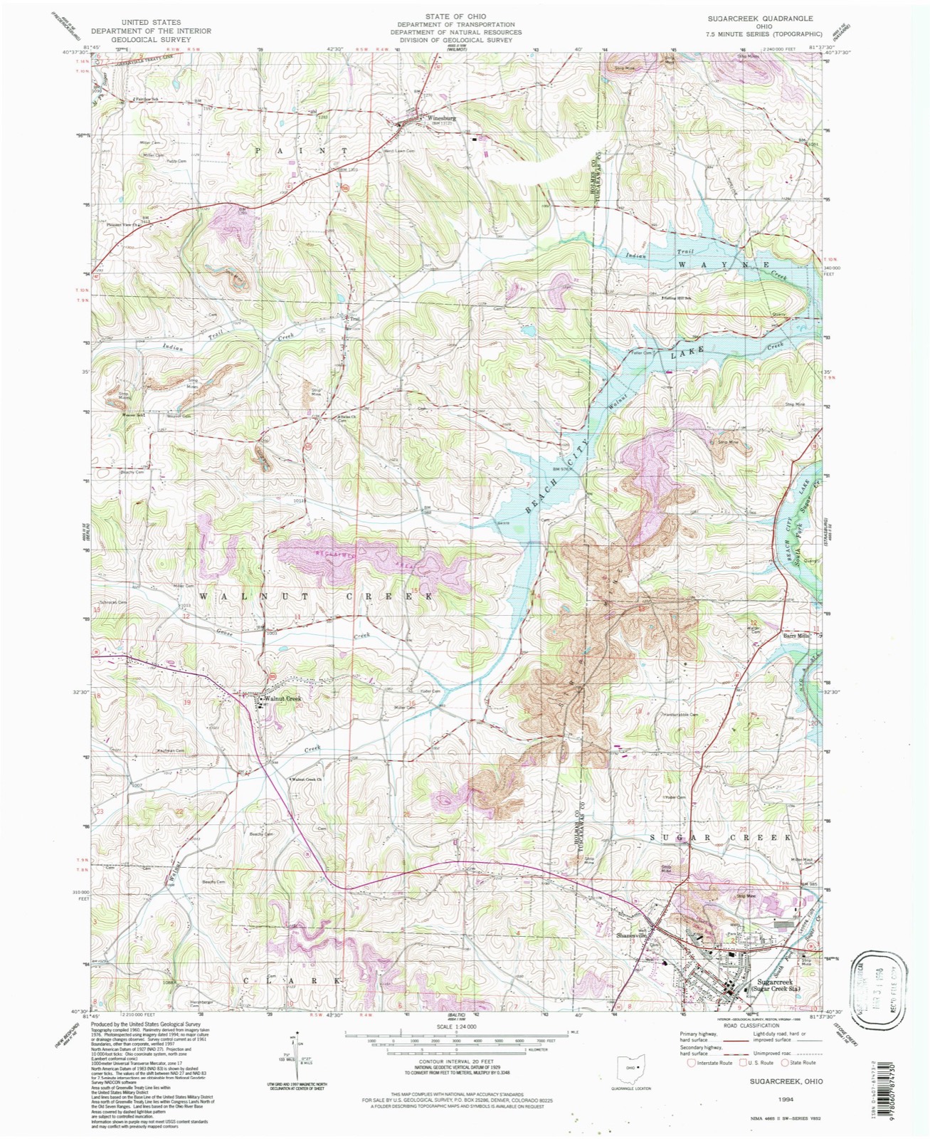 Topographic sheet of Walnut Creek, surveyed 1994