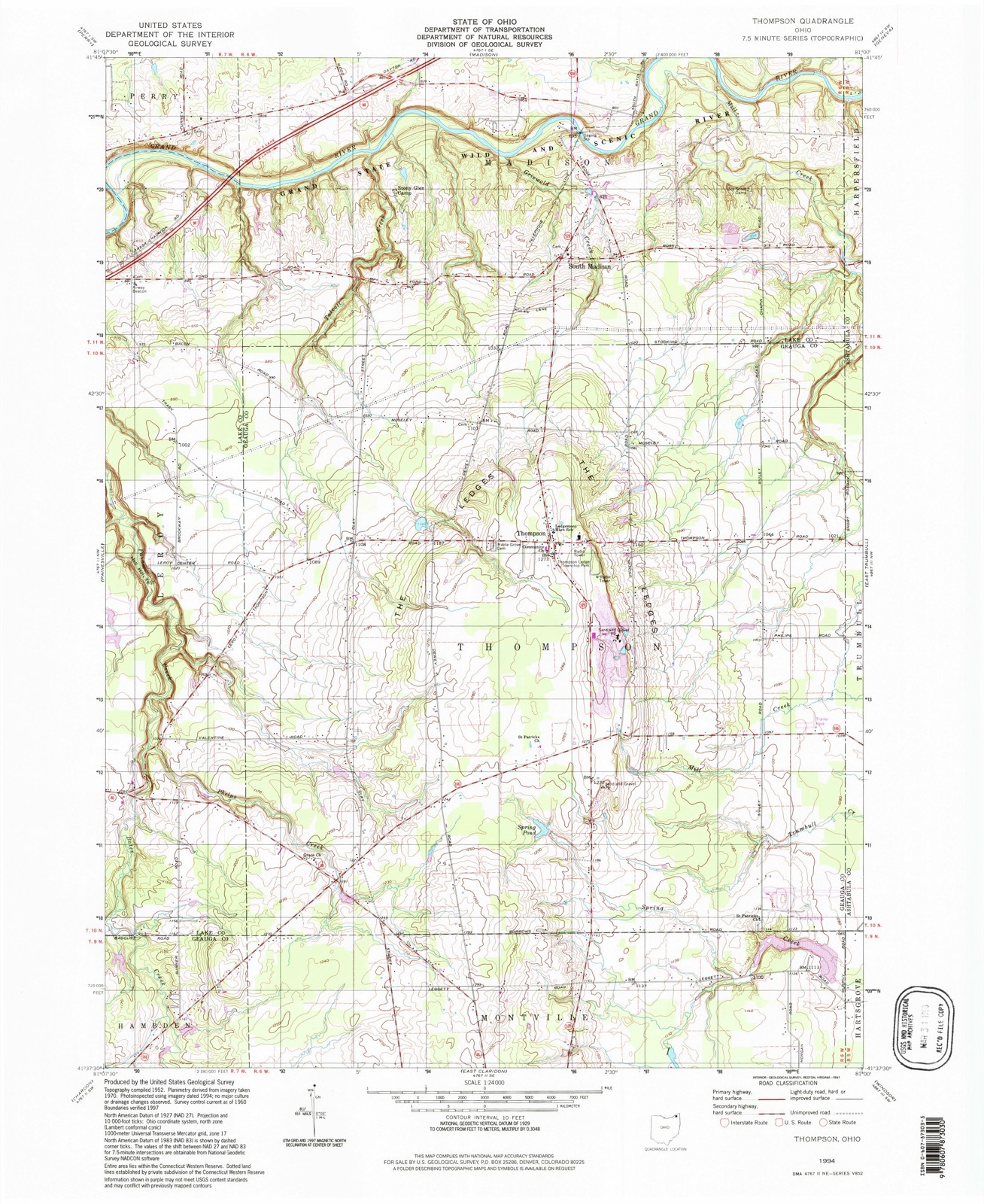 Topographic sheet of Bostwick, surveyed 1994