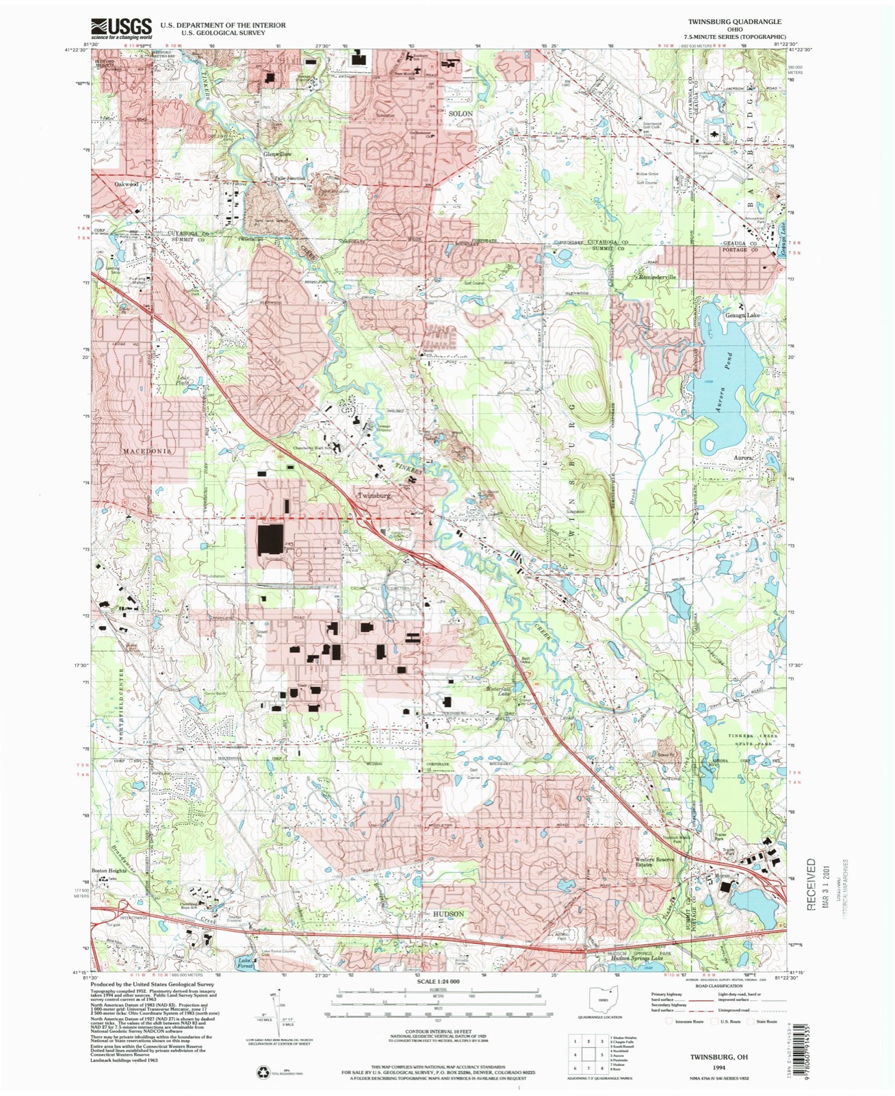 Topographic sheet of Twinsburg, surveyed 1994
