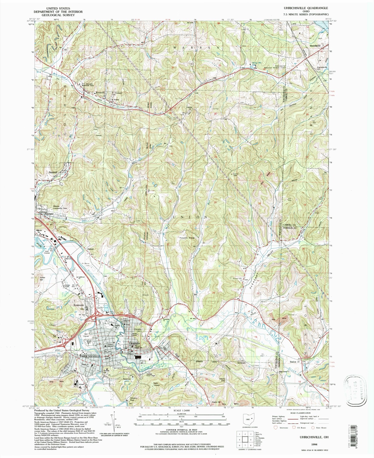 Topographic sheet of Midvale, surveyed 1994