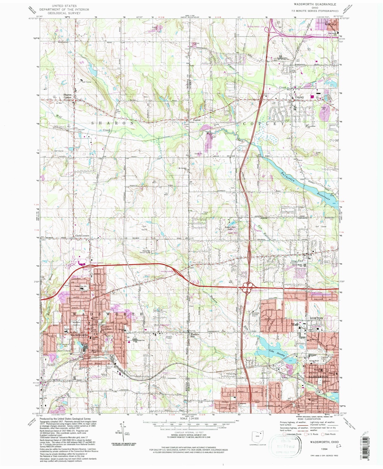Topographic sheet of Bates Corners, surveyed 1994