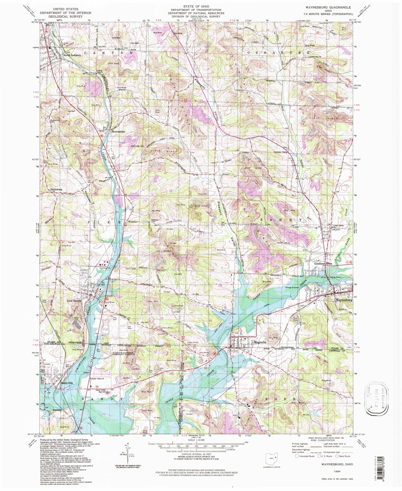 Topographic sheet of Howenstine, surveyed 1994