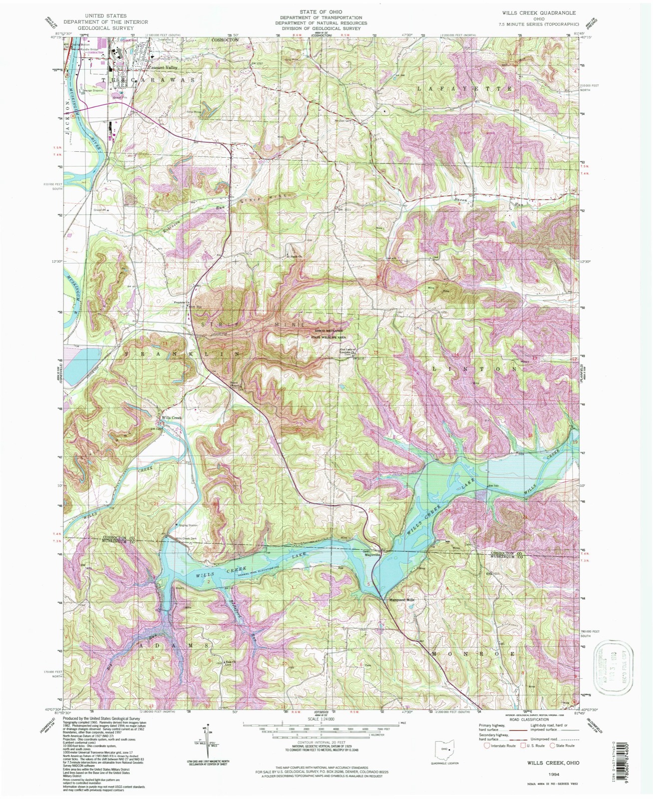 Topographic sheet of Pleasant Valley, surveyed 1994