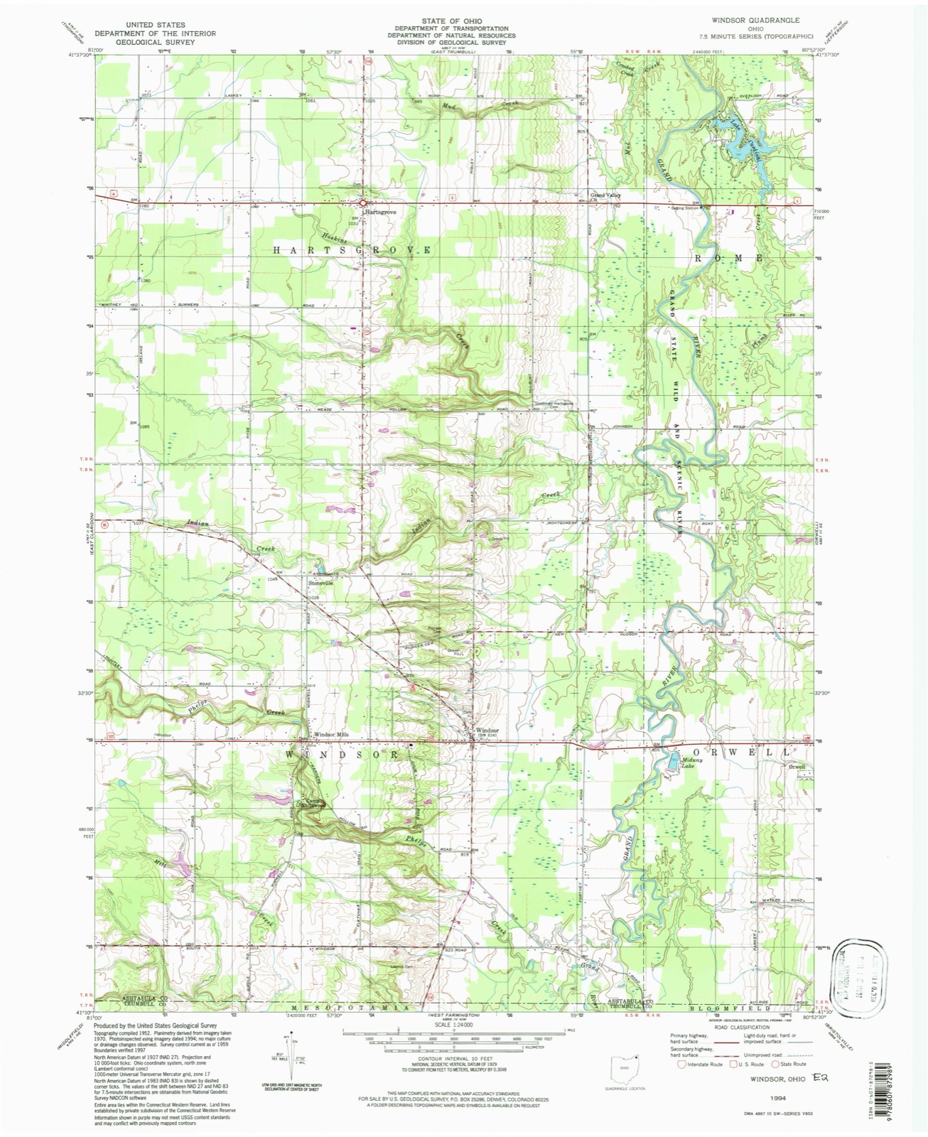 Topographic sheet of Windsor, surveyed 1994