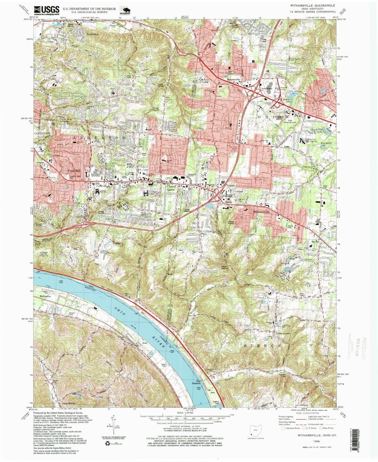 Topographic sheet of Asbury, surveyed 1996