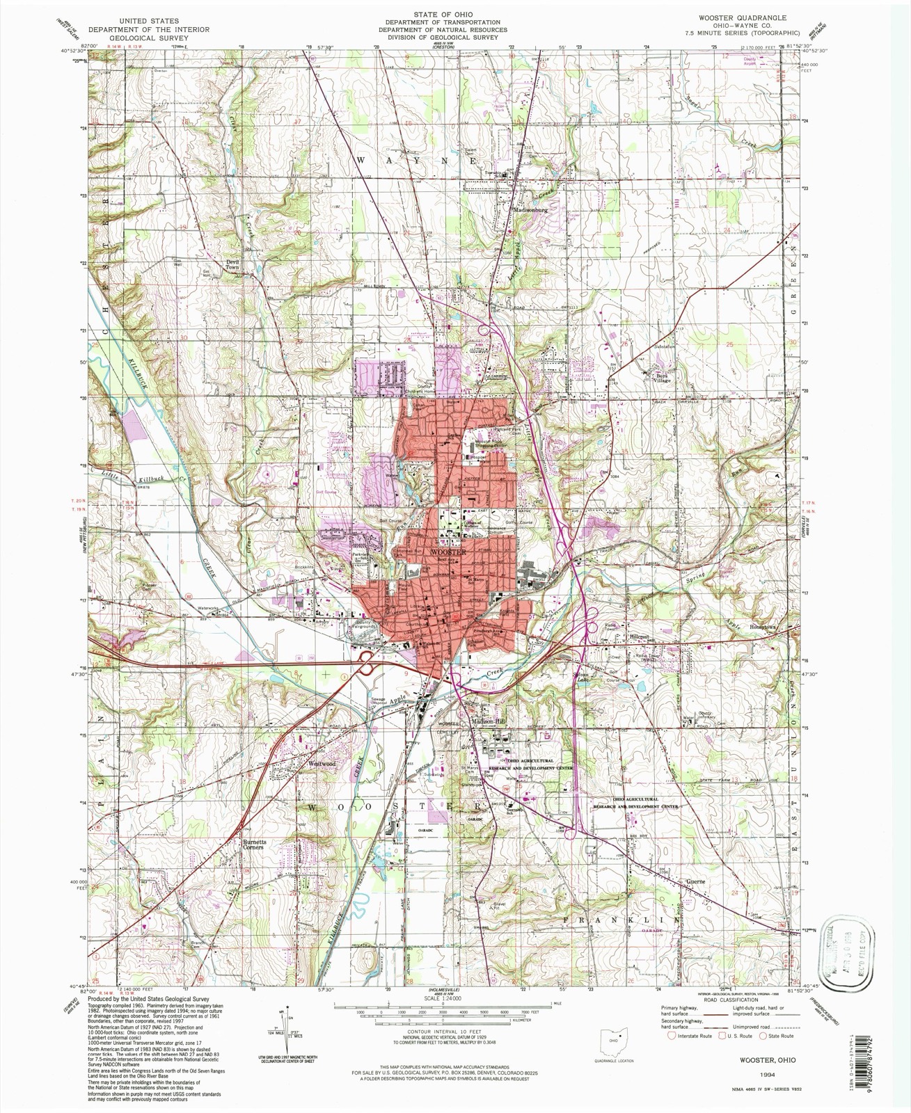 Topographic sheet of Devil Town, surveyed 1994