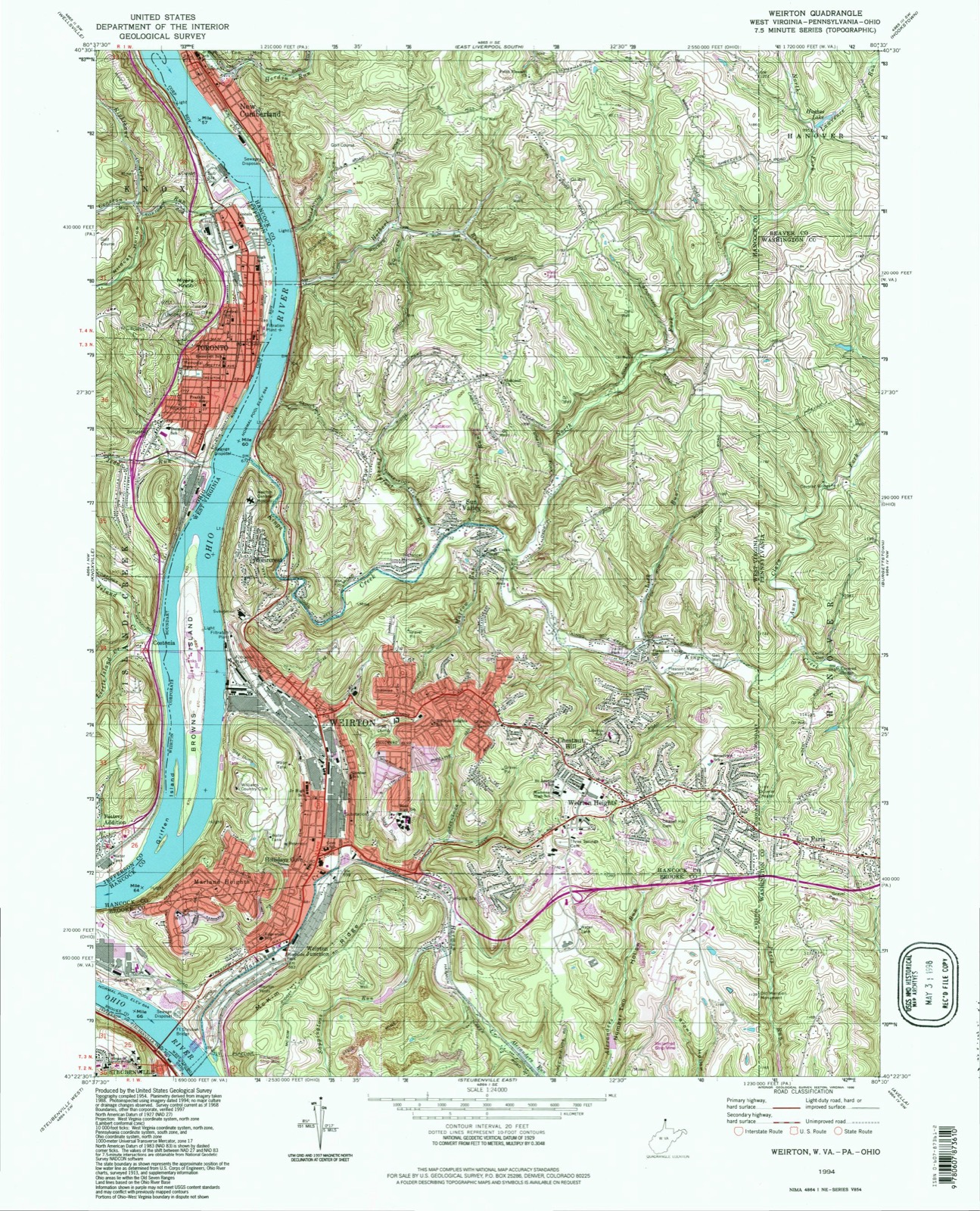 Topographic sheet of Costonia, surveyed 1994