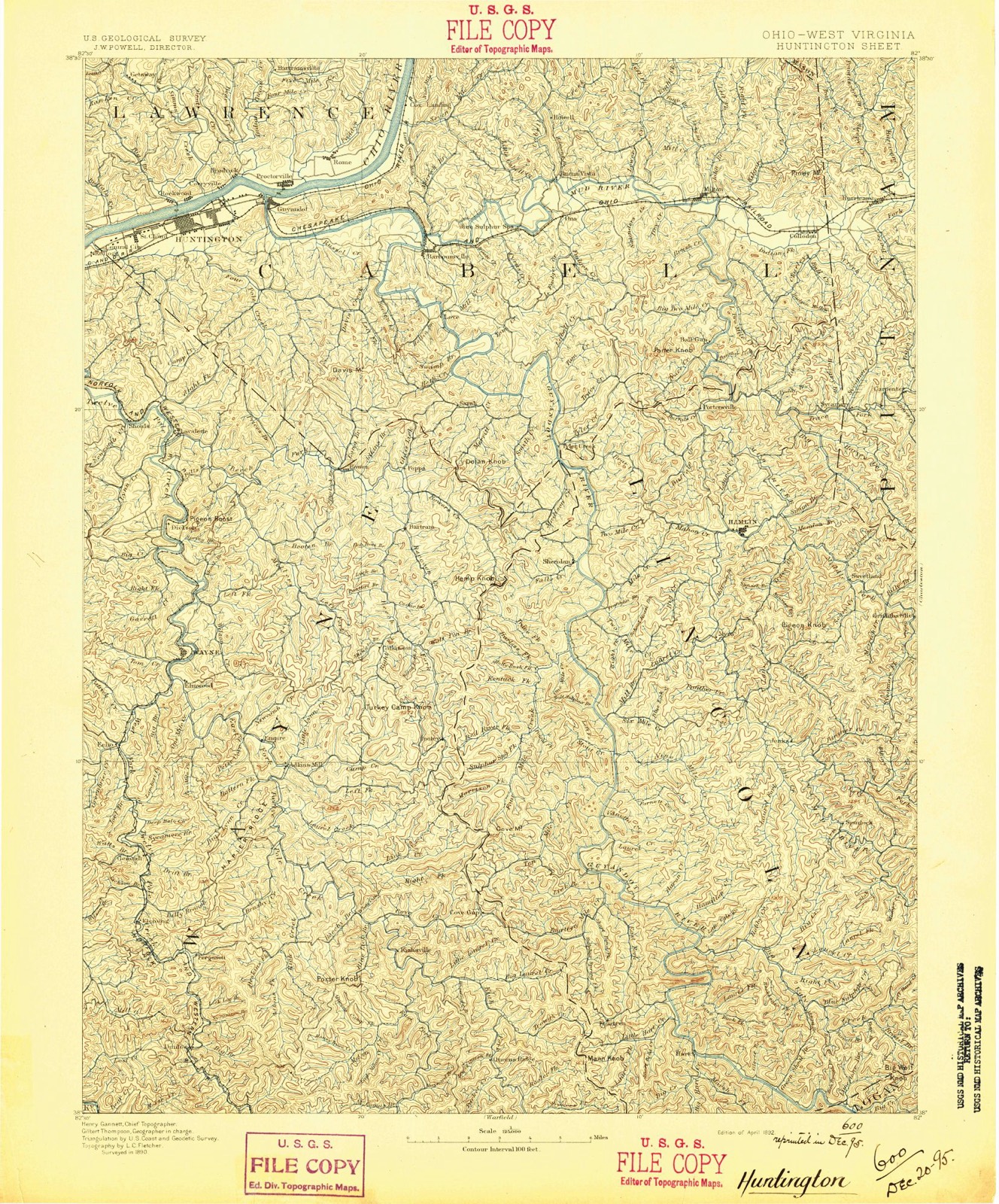 Topographic sheet of Lock, surveyed 1892