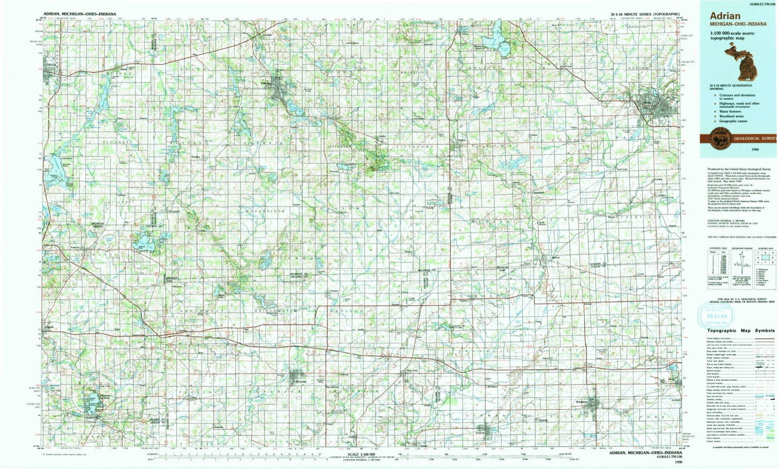 Topographic sheet of Archbold, surveyed 1990