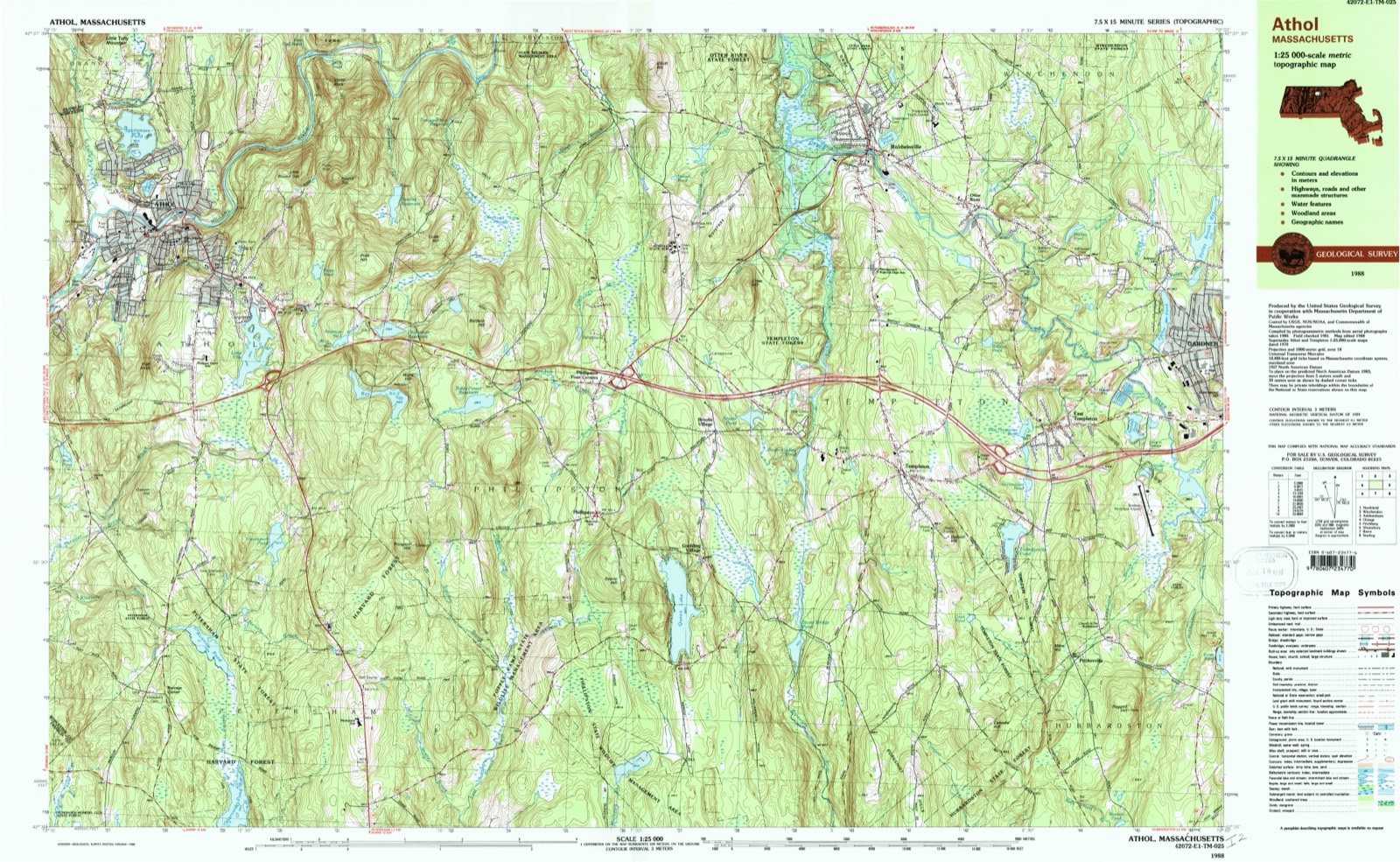 Topographic sheet of Templeton, surveyed 1988