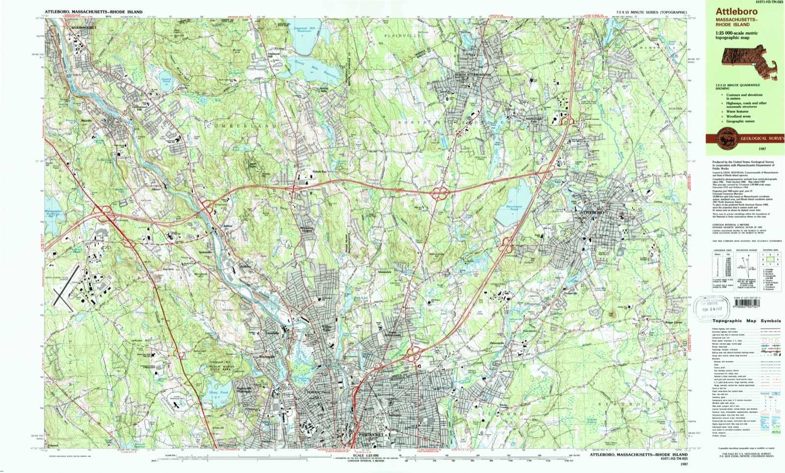 Topographic sheet of Briggs Corner, surveyed 1987