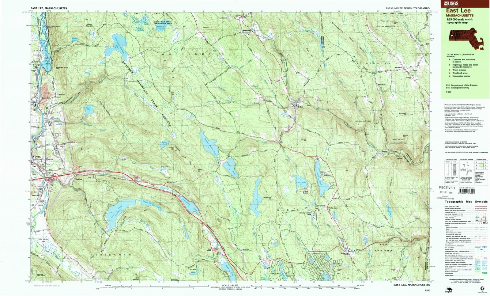 Topographic sheet of Becket, surveyed 1997