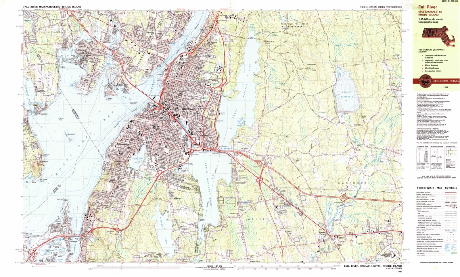 Topographic sheet of Lakeside, surveyed 1985