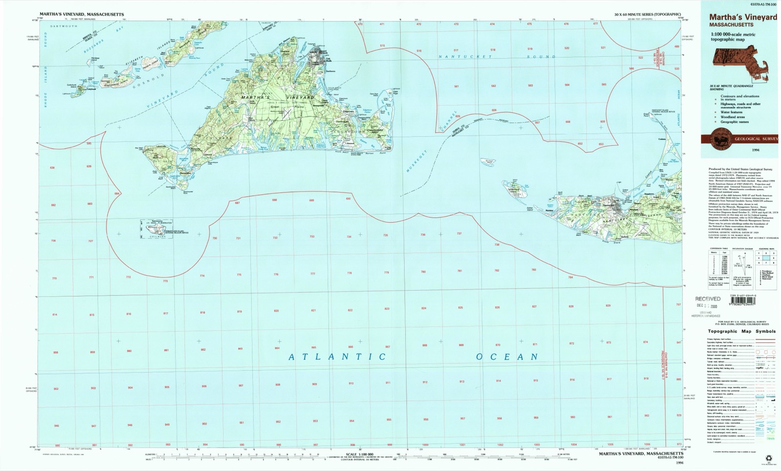 Topographic sheet of Chilmark, surveyed 1994