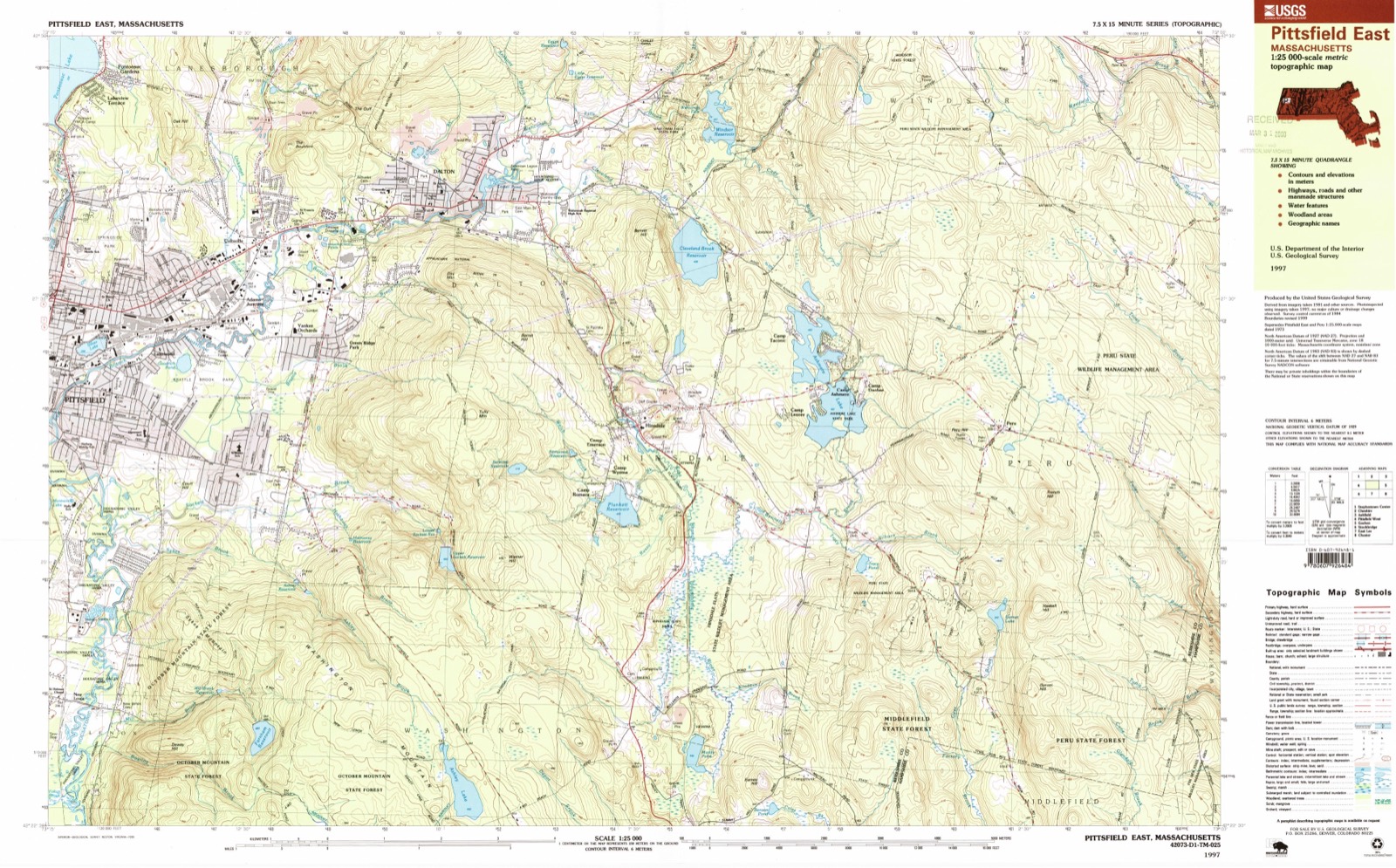 Topographic sheet of Pittsfield, surveyed 1997