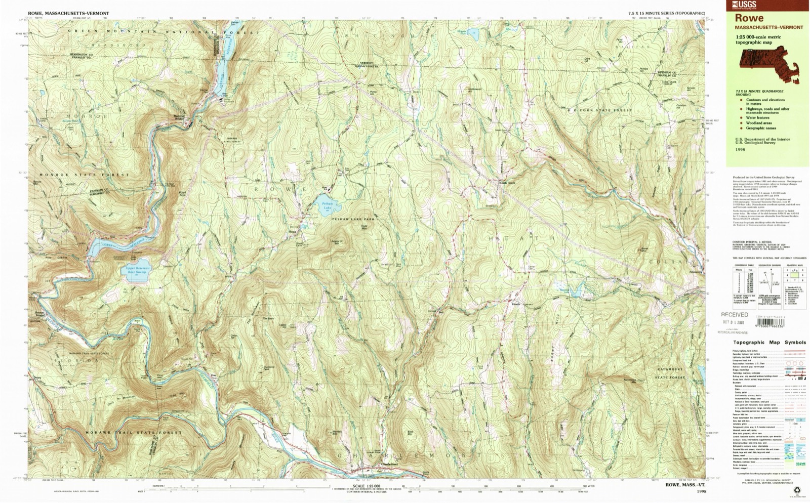 Topographic sheet of Rowe, surveyed 1998