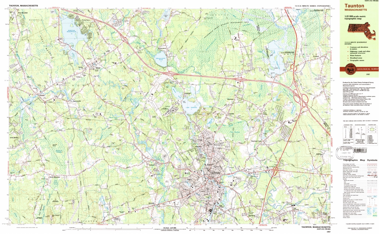 Topographic sheet of Meadow Brook, surveyed 1987