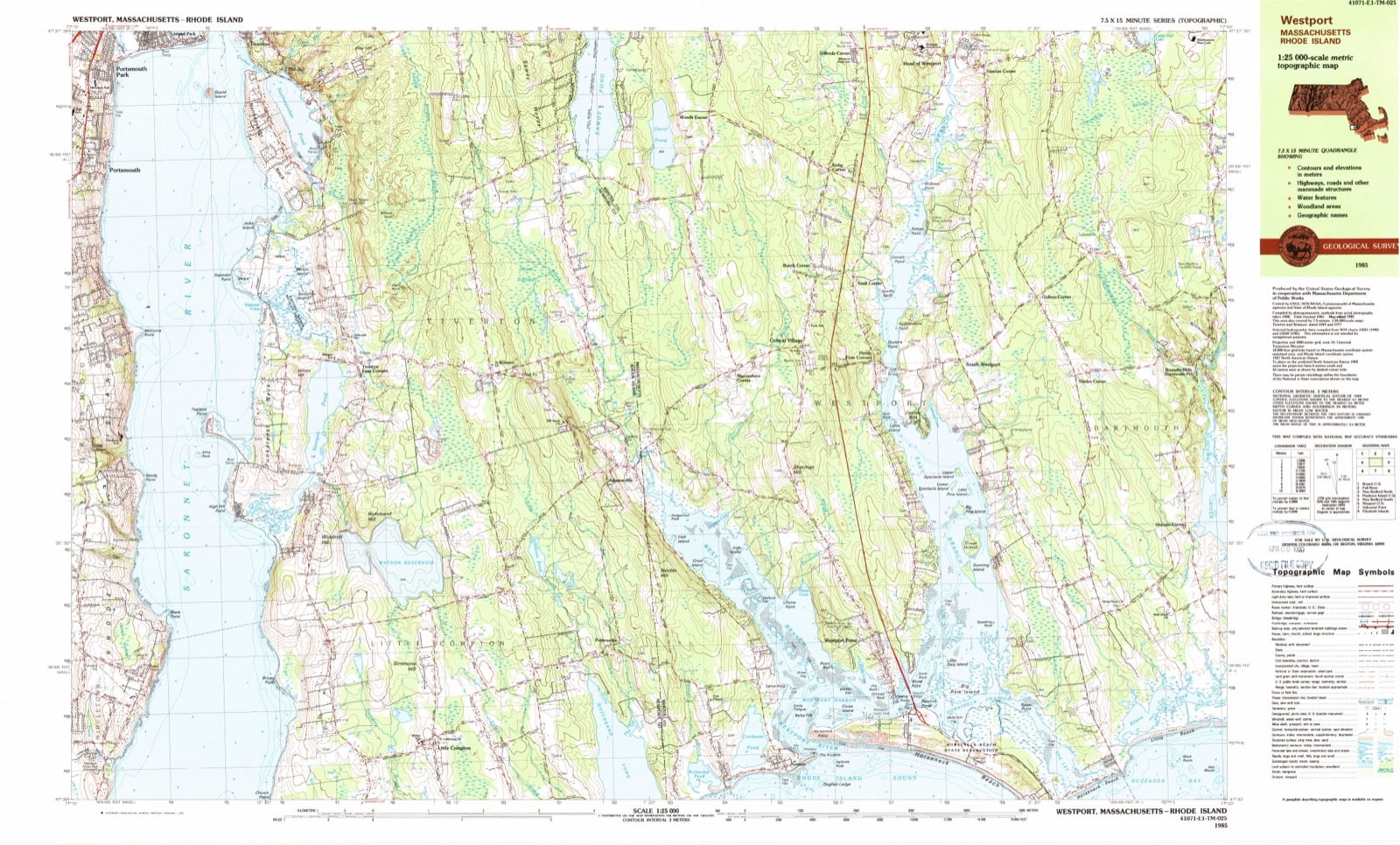 Topographic sheet of Acoaxet, surveyed 1985