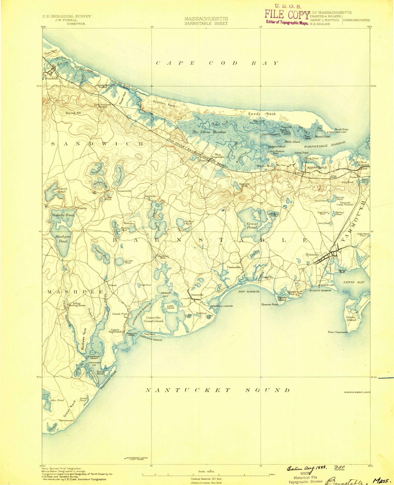 Topographic sheet of Hyannis, surveyed 1888