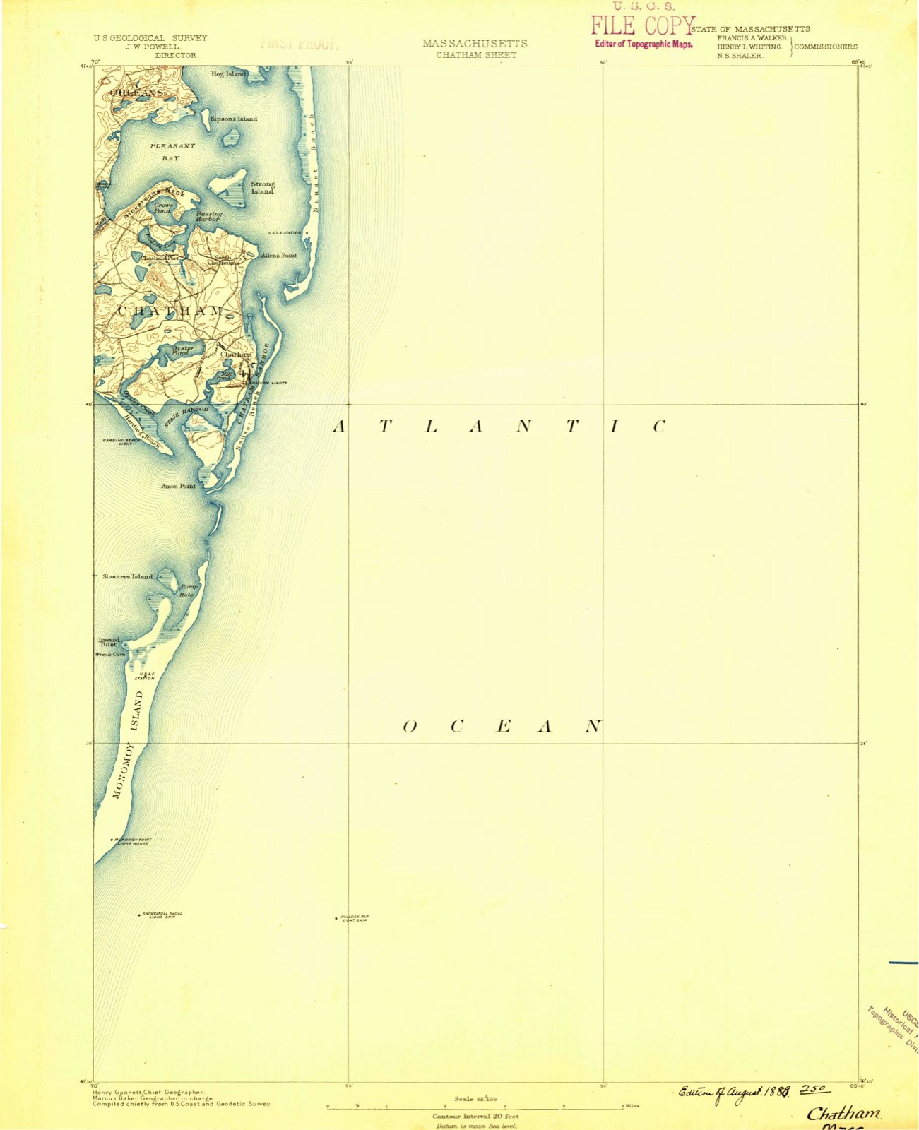 Topographic sheet of West Chatham, surveyed 1888