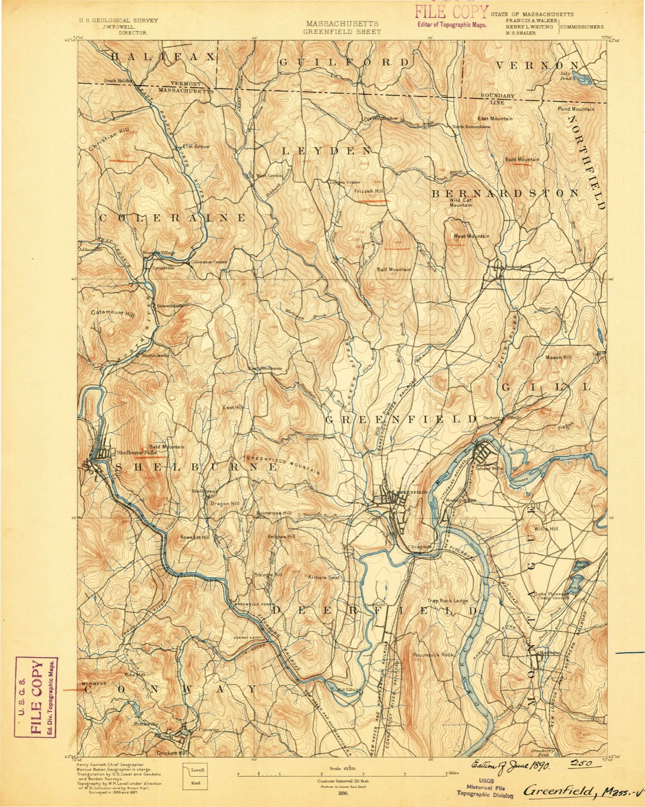 Topographic sheet of Deerfield, surveyed 1890