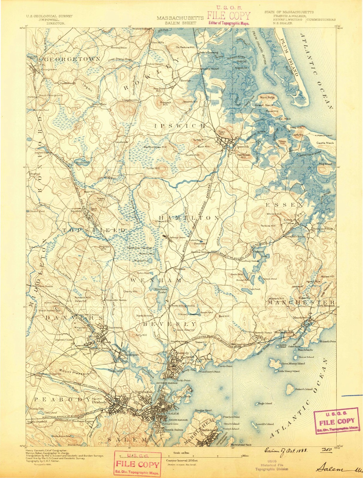 Topographic sheet of Danvers Center, surveyed 1888