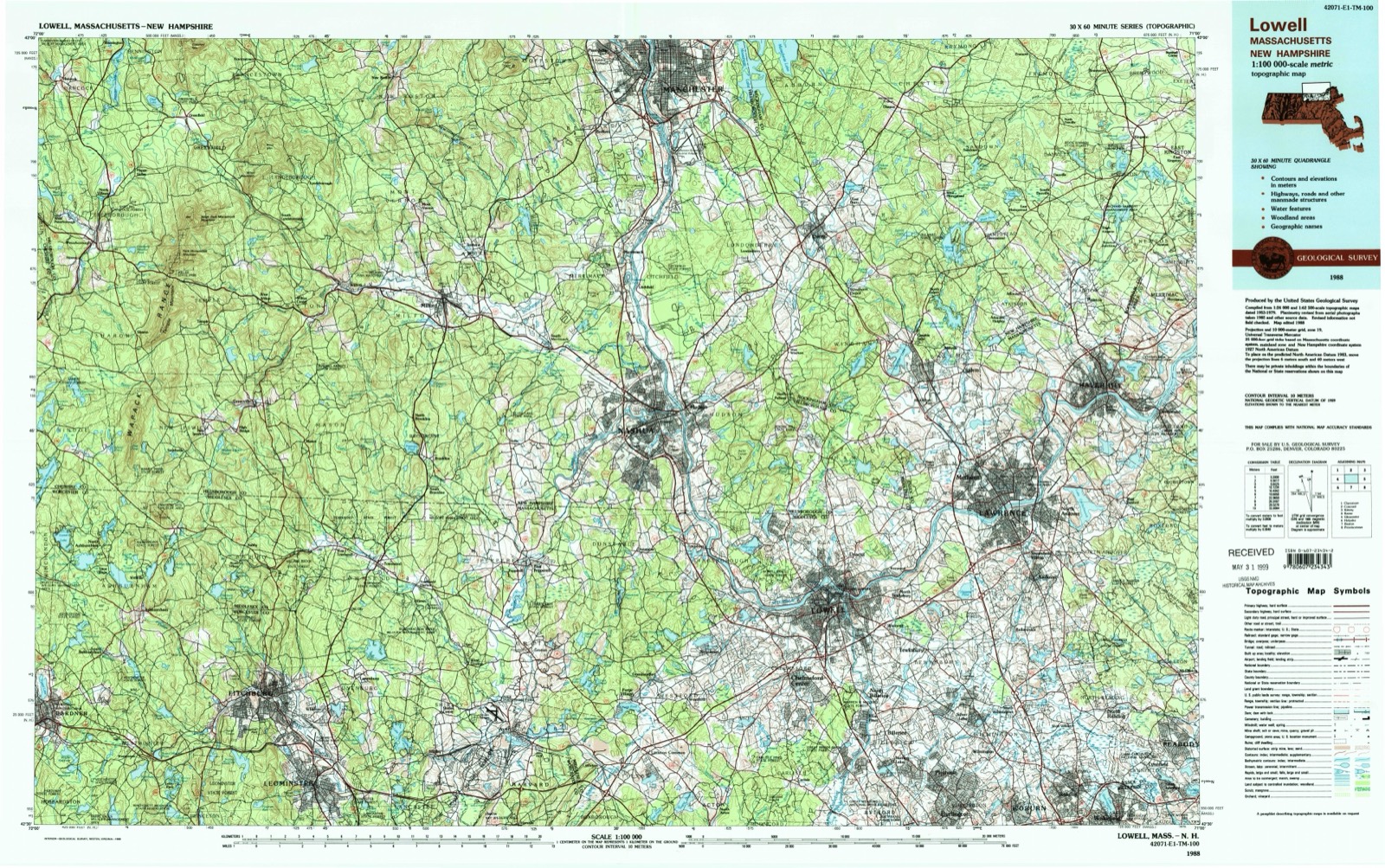Topographic sheet of Pinehurst, surveyed 1988