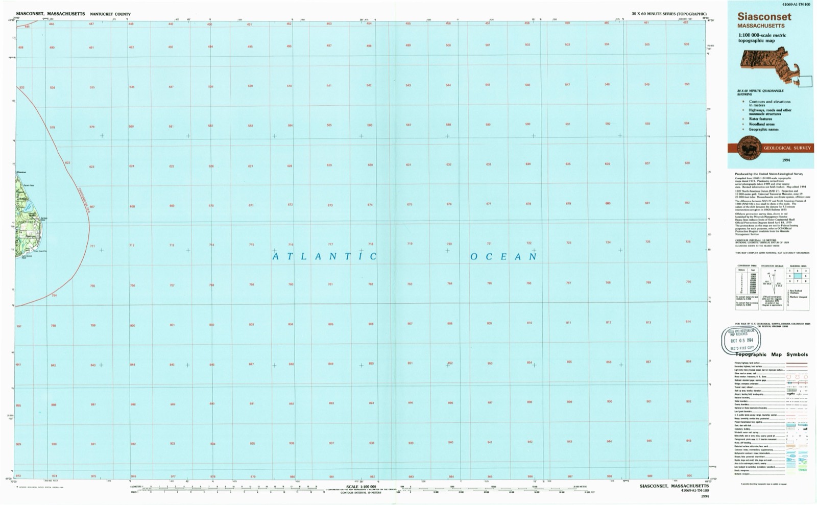 Topographic sheet of Codfish Park, surveyed 1994