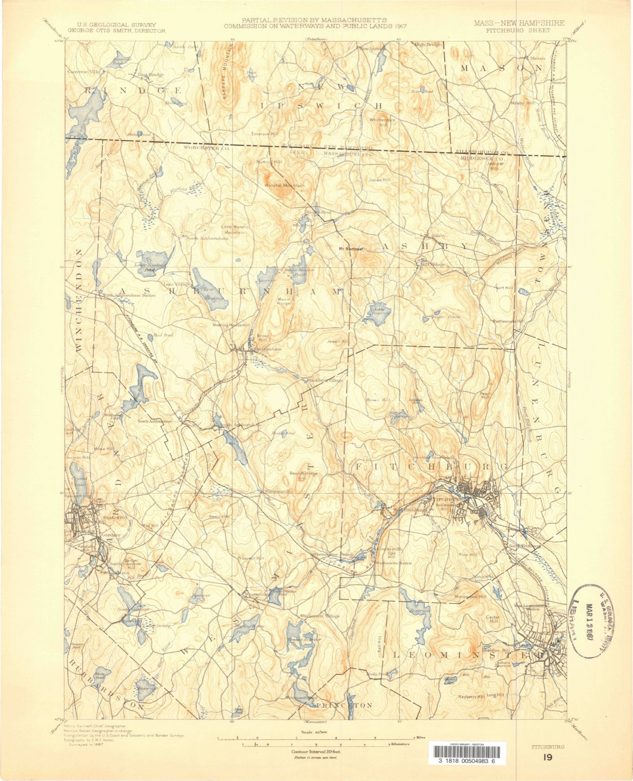 Topographic sheet of Ashburnham, surveyed 1887