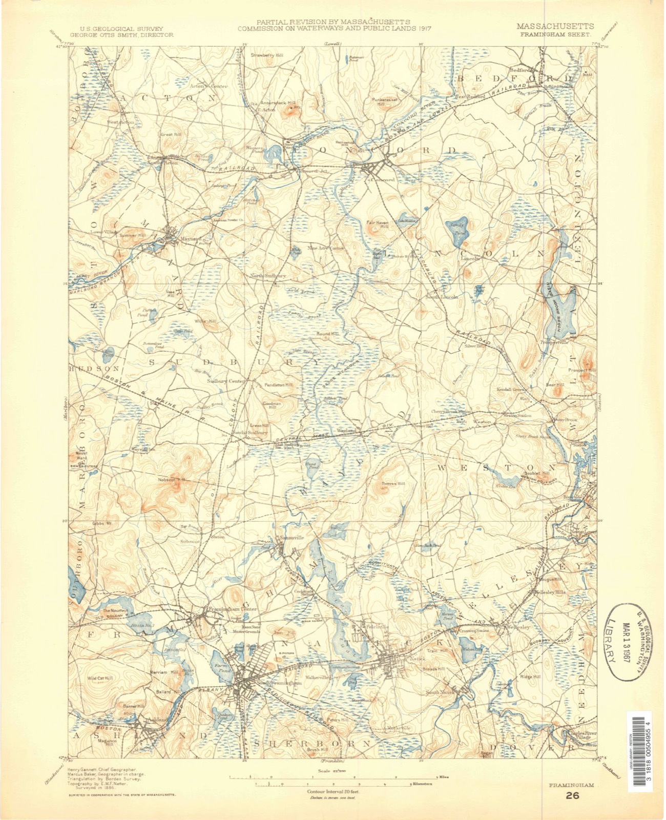 Topographic sheet of Maynard, surveyed 1886