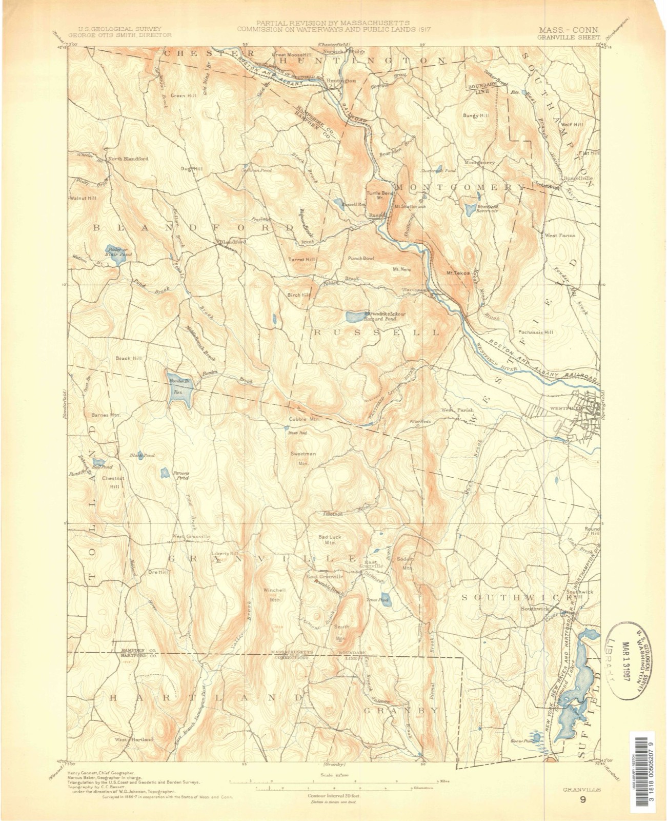 Topographic sheet of Trainfield, surveyed 1887