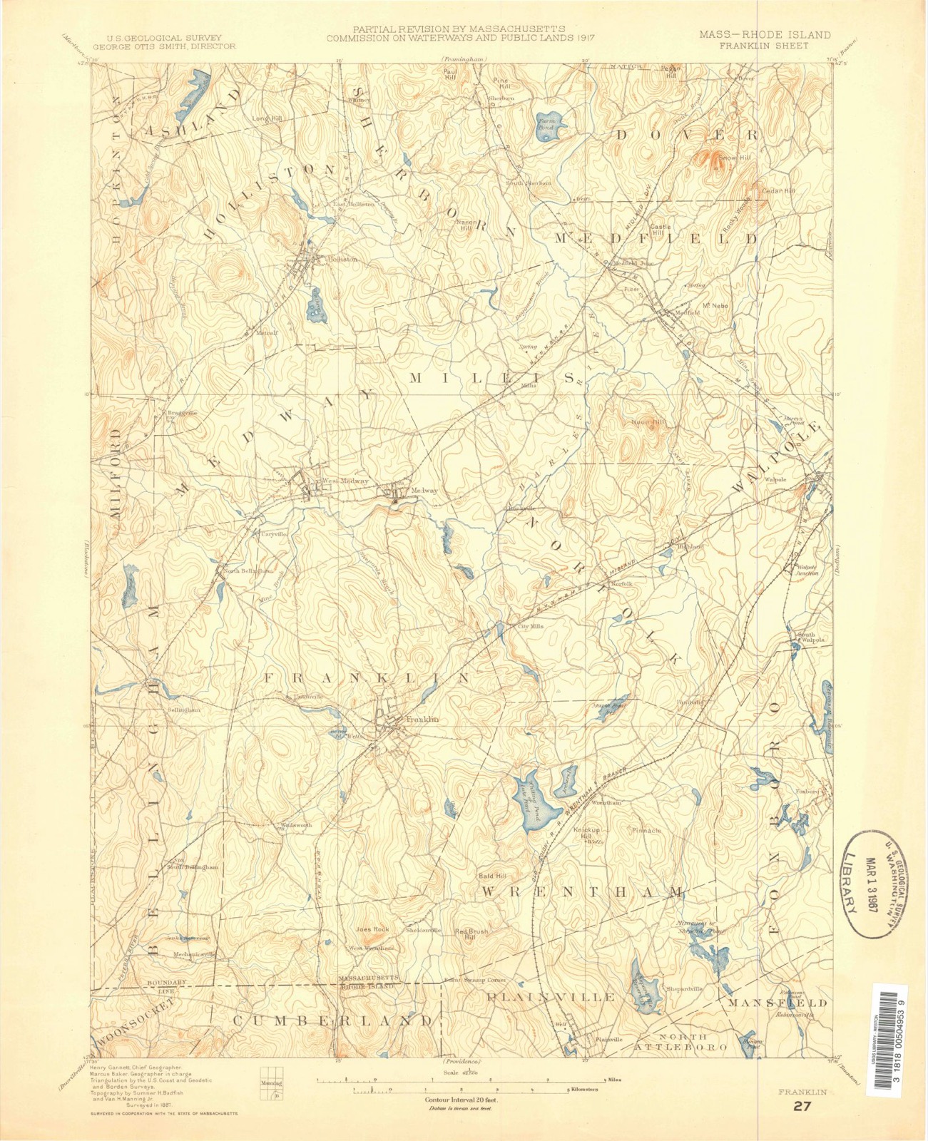 Topographic sheet of Dover, surveyed 1887