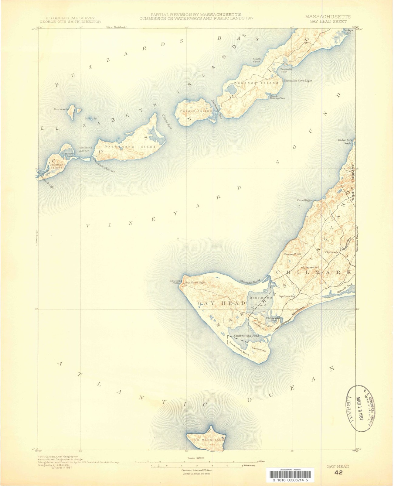 Topographic sheet of Chilmark, surveyed 1887