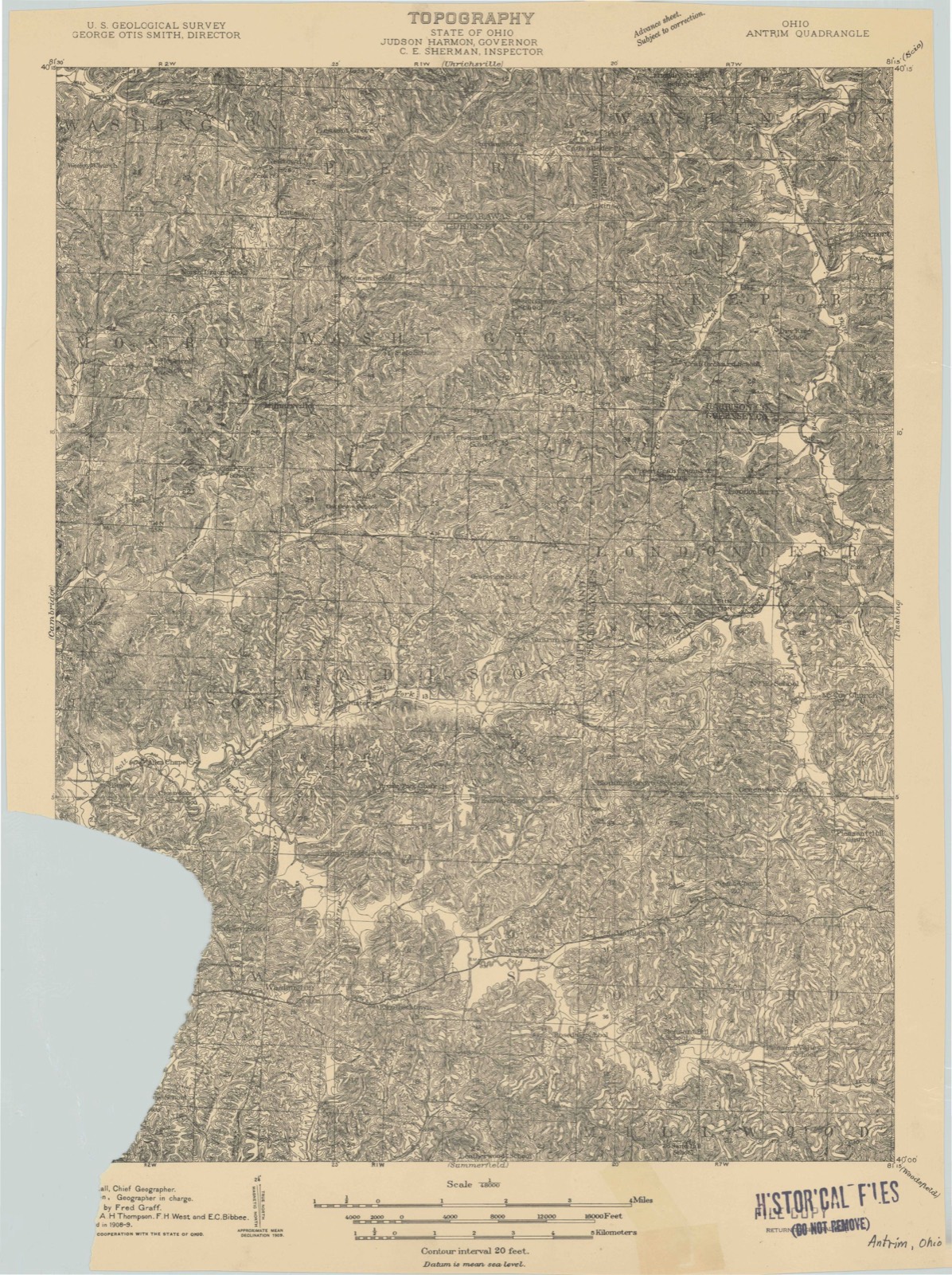 Topographic sheet of Easton, surveyed 1909